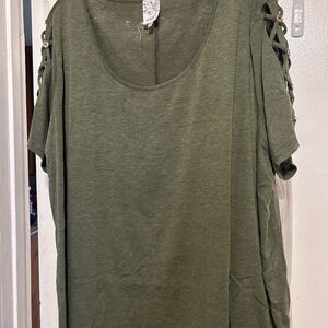 NAIF Green Oversized Short Sleeve Blouse